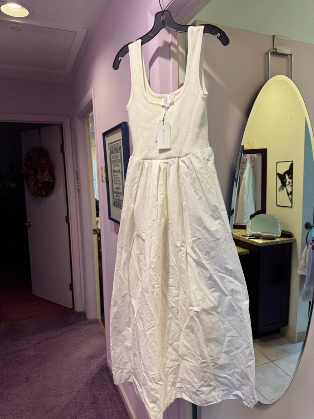 NWT! Line & Dot Size L White Sleeveless A-line Dress w Pockets